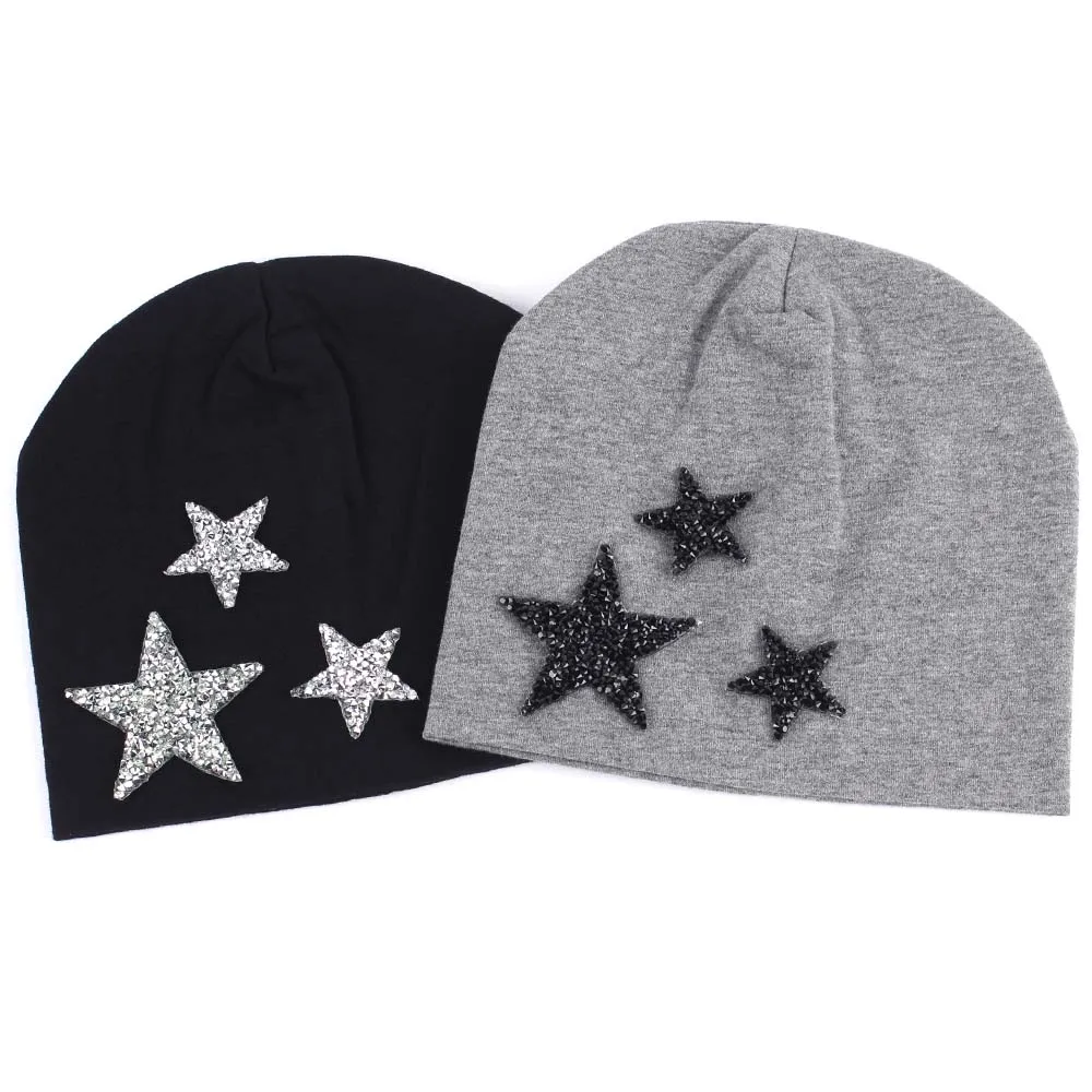 2019 Весенняя хлопковая шапка со звездой для новорожденных шапочки карамельных