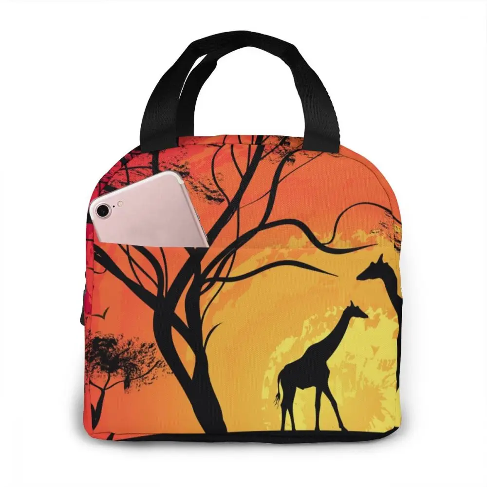 

Портативная термоизолированная сумка для ланча с изображением жирафа заката, сумка-тоут, сумка-холодильник, контейнер для ланча, сумка для ...