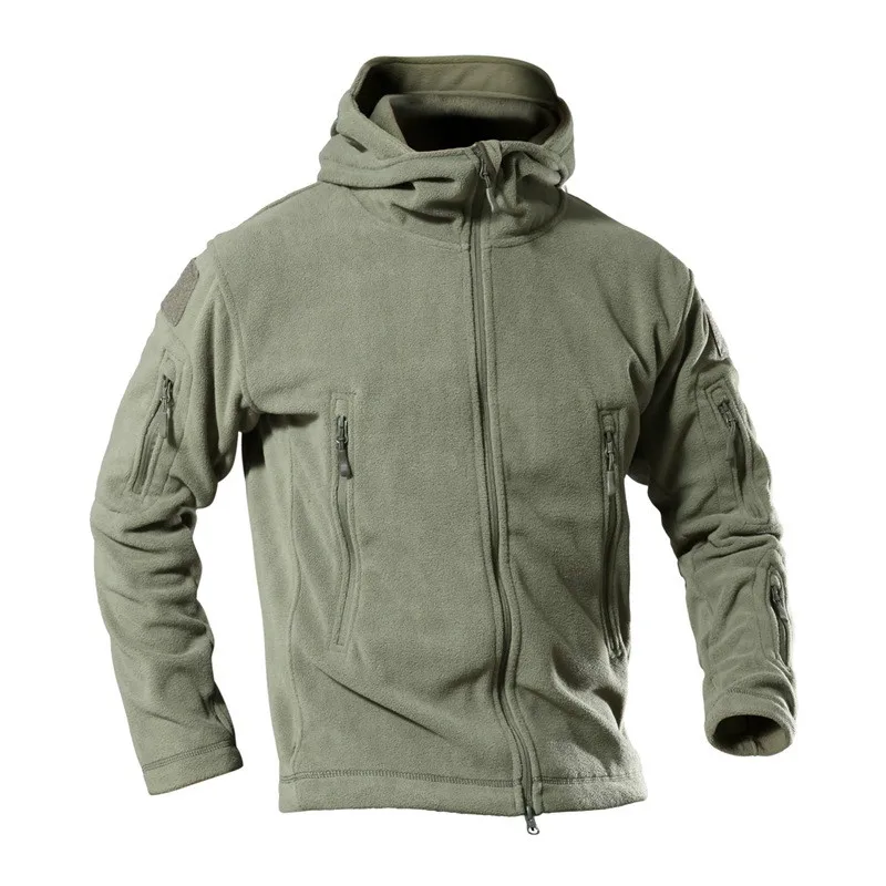Уличная тактическая флисовая куртка Мужская Толстая мягкая из ракушек зеленое