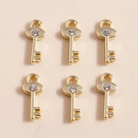 8pcs 115mm lovely alloy crystal key charms kawaii key pendants for diy jewelry making handmade making bracelets earrings charms