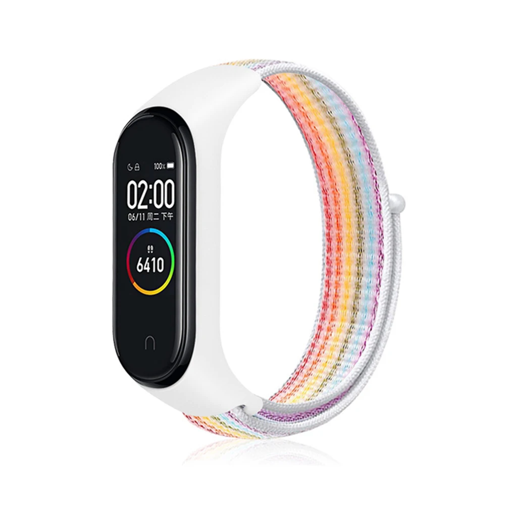 5 Rainbow Pulseira mi band 4 ремешок для xiaomi mi band 4 3 спортивный нейлоновый ремешок для часов дышащий браслет ремешок для часов Смарт часы аксессуары 4 - Цвет ремешка: 5 Rainbow