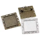 Новая мода 5 шт 25 мм Внутренний размер Античная Посеребренная и бронзовая брошь квадратная кабошон базовая установка