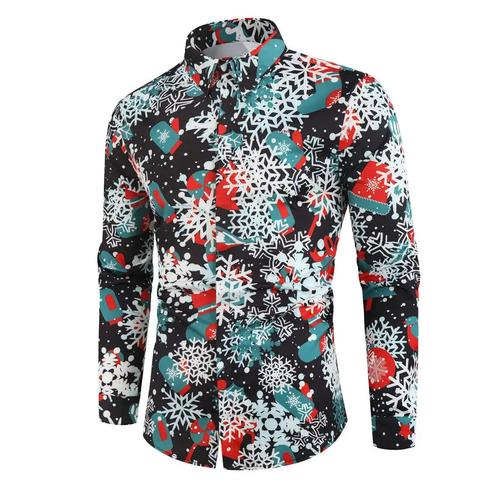 Мужская Рождественская рубашка camisa masculina 2019 мужская повседневная на пуговицах