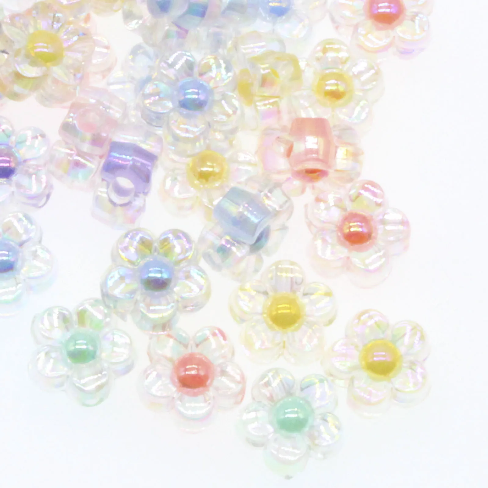 

CHONGAI 50 шт. акриловые бусины разделенные бусины AB прозрачный цветок Форма бусины для изготовления ювелирных изделий DIY Ожерелье Серьги Аксес...