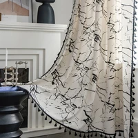 american white marble pattern printing curtain kitchen curtain cotton and linen semi shading bedroom bay window study curtain