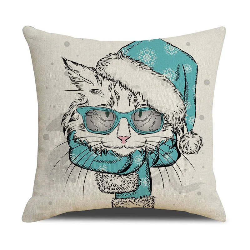 

Merry Christmas Pillowcases Cartoon Animals Throw Pillow Case Linen Throw Pillow Case Office Sofa Cushion Cover 45cm*45cm