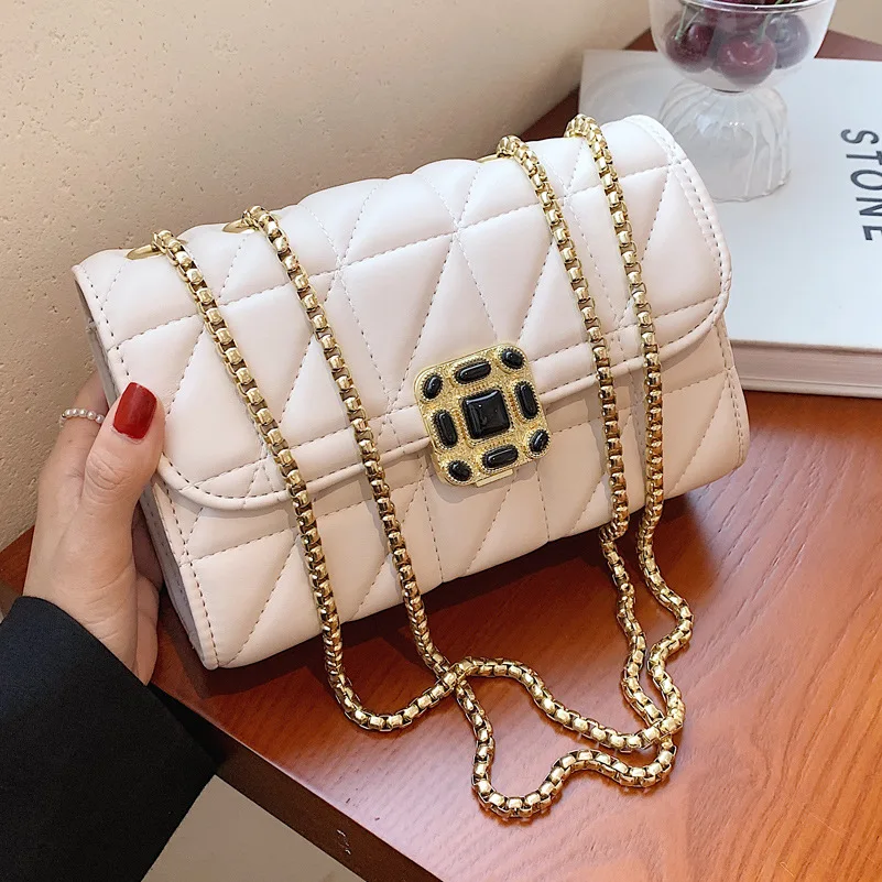 

High Sense of Rhombus Small Bag Female Autumn 2021 New Trendy Fashion Chain Small Square Bag Wild Single Shoulder Messenger Bag