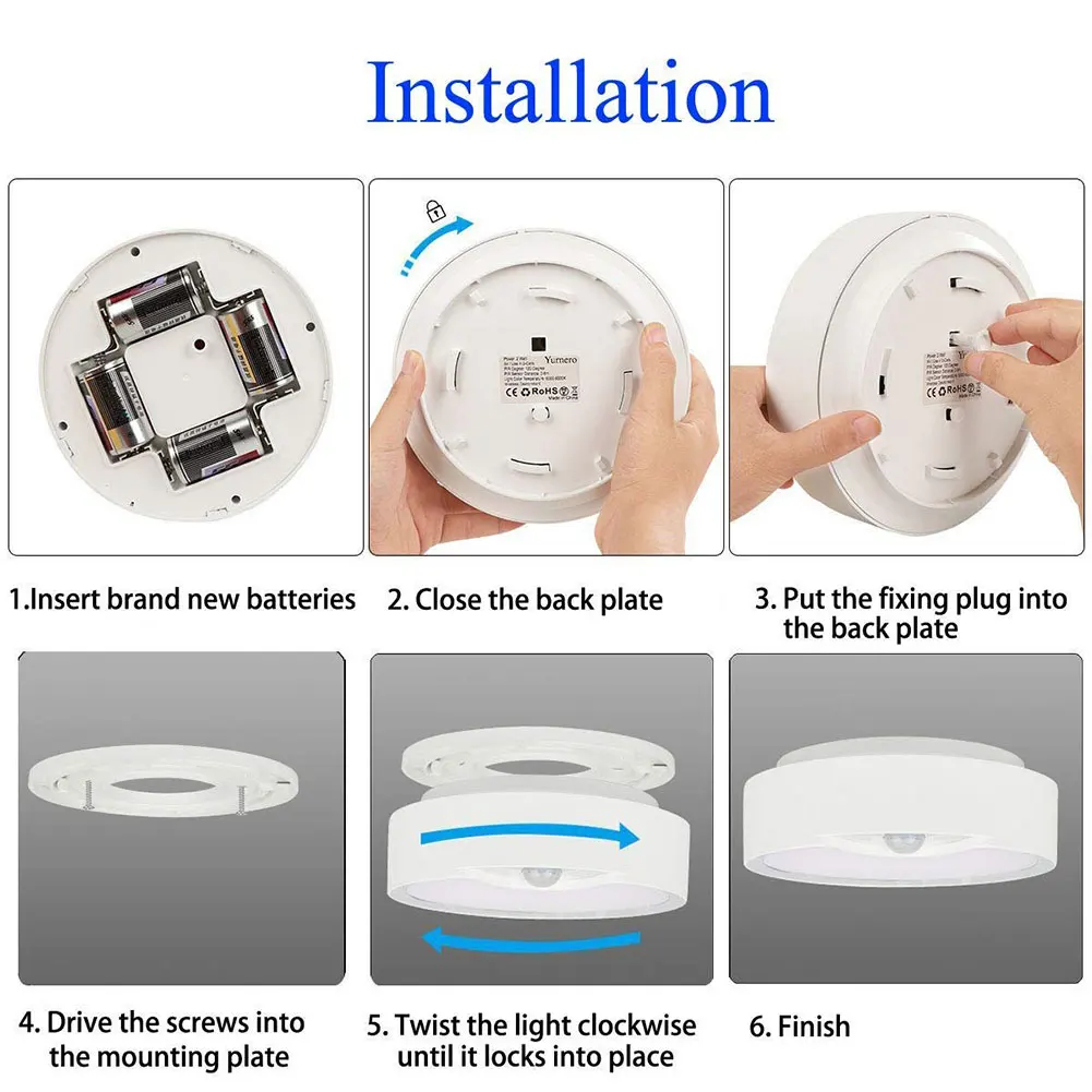 Светодиодный потолочный светильник лампа с датчиком движения для лестниц