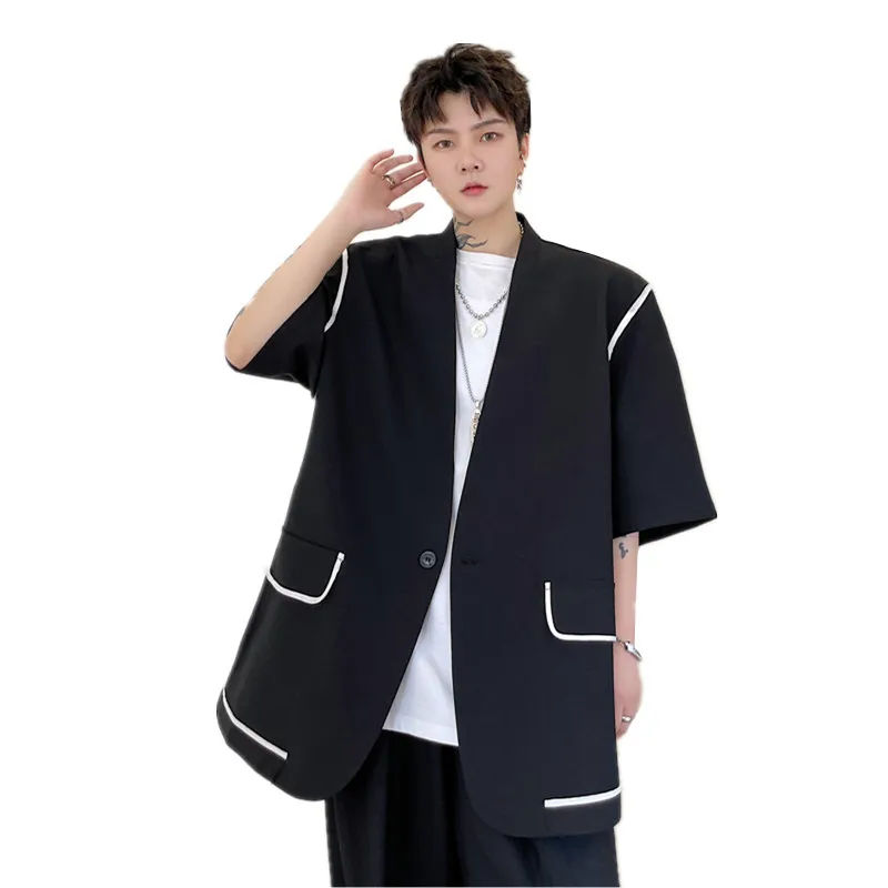 Летняя одежда разных цветов корейский мужской повседневный костюм с коротким