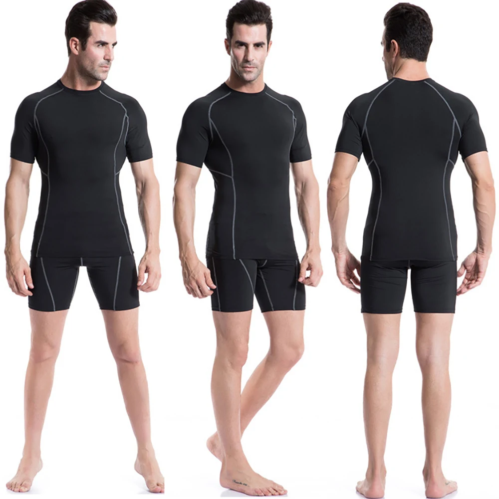 Men Dry Fit T Shirt Sports T-shirt Compression Underwear Gym Clothing Running Fitness Bodybuilding Sportswear Rashguard MMA