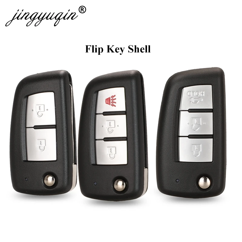 jingyuqin 10pcs 2/3BTN Remote Car Key Shell For Nissan Qashqai Sunny NV200 J11 Pulsar C13 Juke X-Trail T32 Micra Flip Key NSN14