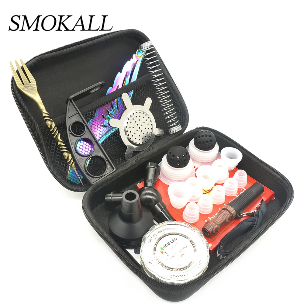 

Набор для кальяна со светодиодной подсветильник кой, комплект из 1 трубки для ловли масла, мундштука, аксессуары для кальяна