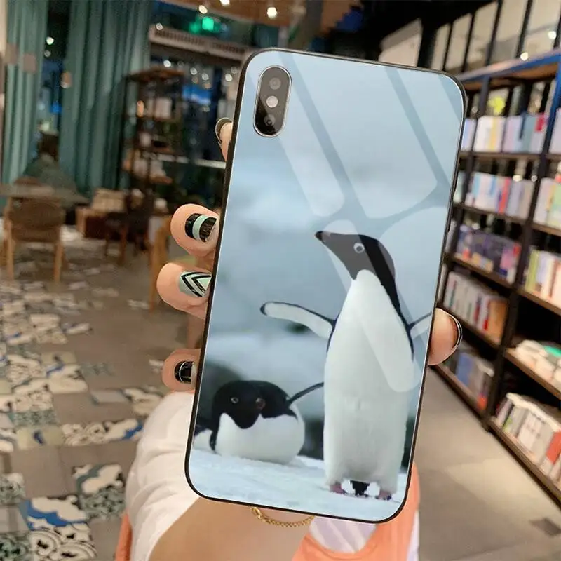 KPUSAGRT милый Пингвин мягкий резиновый чехол для телефона закаленное стекло iPhone 11 Pro