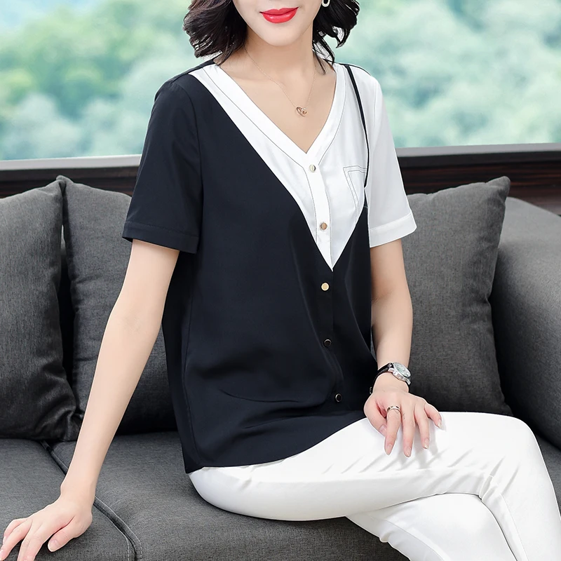 Blusas размера плюс женские блузы с v образным вырезом в Корейском стиле Модная