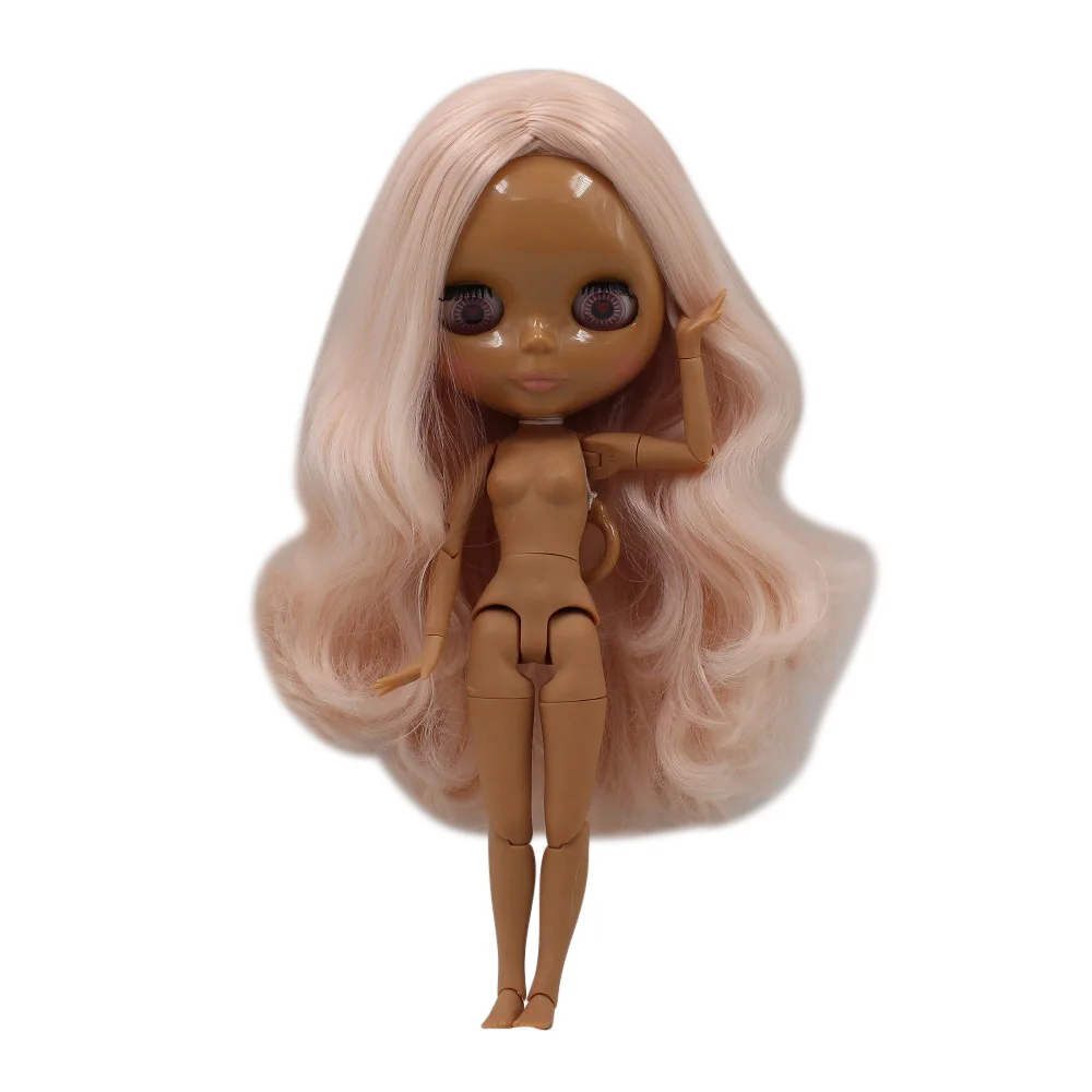 Ледяная кукла DBS Blyth 1/6 bjd розовые волосы Темный кожный сустав Сияющее лицо 30 см
