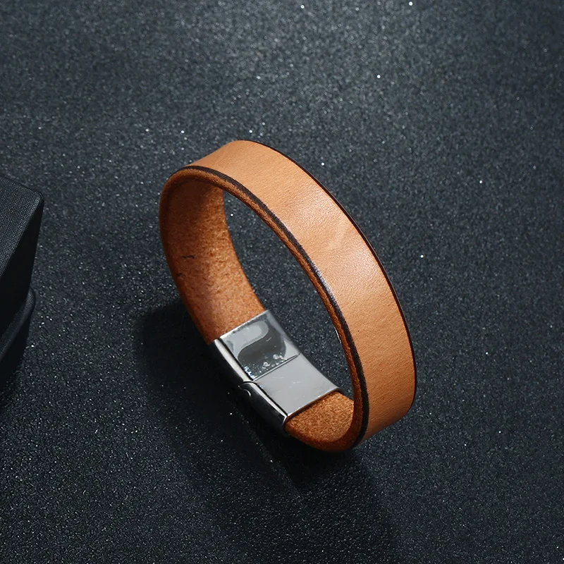 Новинка 15 мм широкий браслет винтажный из нержавеющей стали с магнитной пряжкой