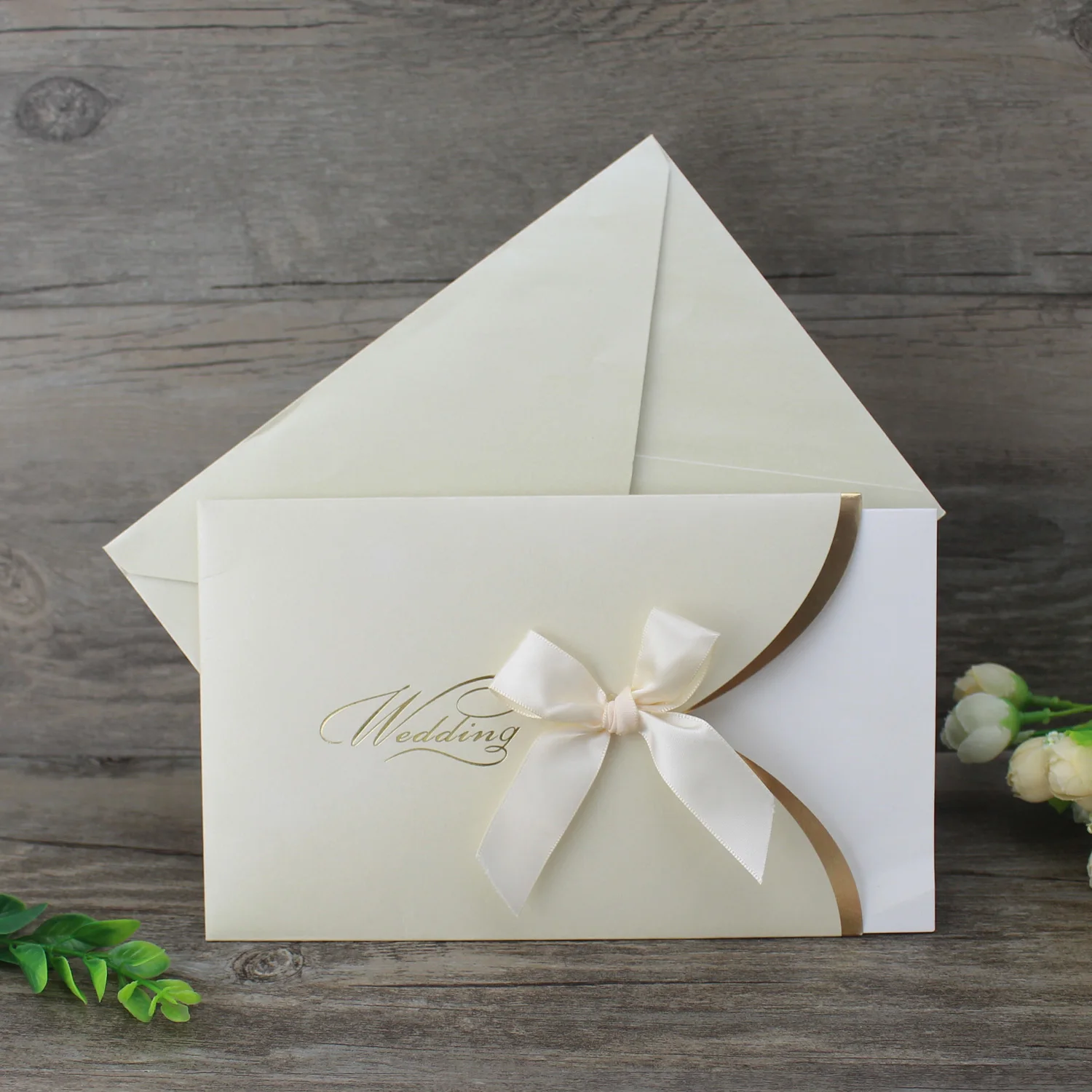 

50 шт., бежевые бумажные пустые свадебные пригласительные открытки с лентой-конвертом