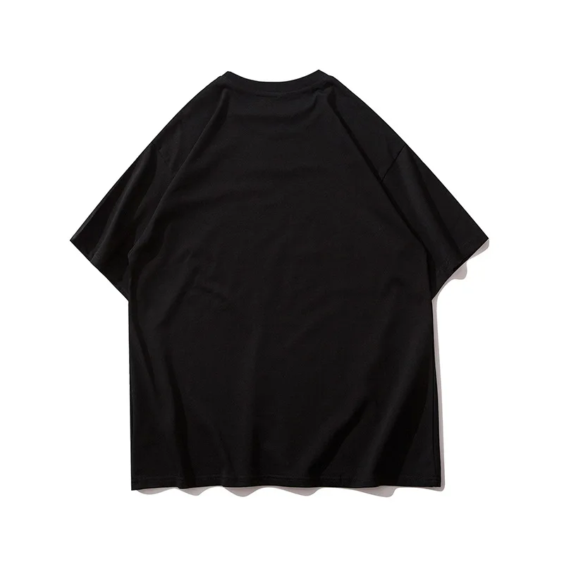 

Summer New Mens T-shirts Goddess Print Black Short-sleeved Pure Cotton T-shirt Loose Wild Korean O-Neck Couple Oversize Koszulki