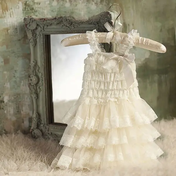 Free Shipping Lace Flower girl dress Baby Dress Wedding Rustic Ivory dress-Bridesmaid | Детская одежда и обувь