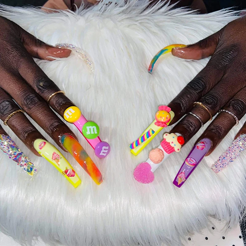 

One Box 3D Nail Art Charm Kawaii Accessories Nail Art Rhinestone Accessories Gems Manicure Candy Color Bear Nail Art Decorations