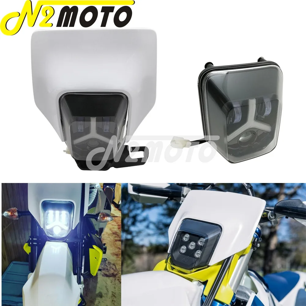 2500800100028 мотоциклетный светодиодный козырек маска на фару комплект Supermoto Enduro HI/LO