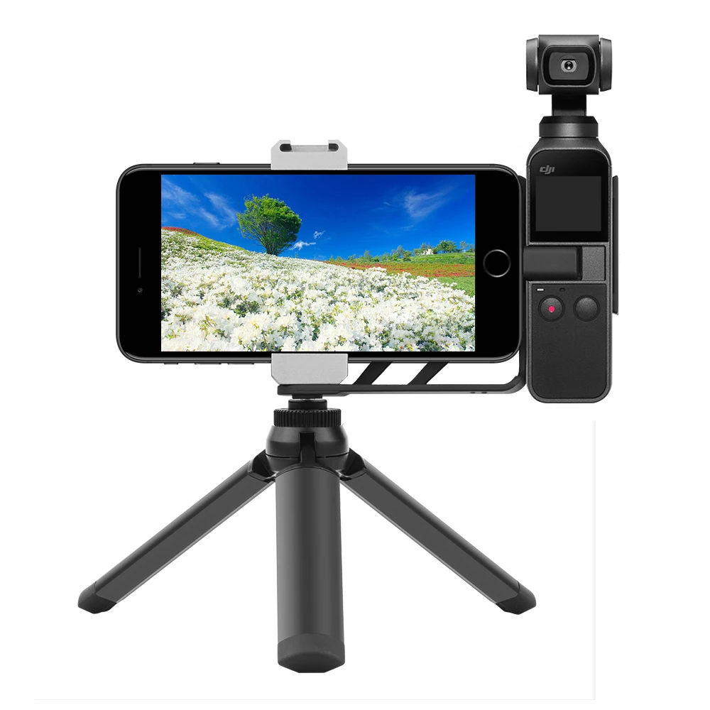 selfie mount metal tripod for dji osmo pocketpocket 2 phone holder adapter clip foldable handheld gimbal camera accessories free global shipping