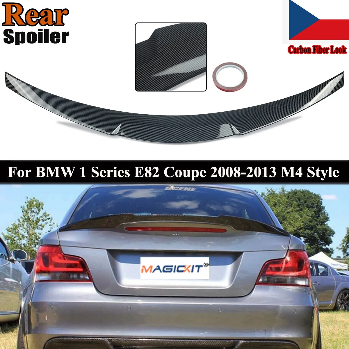

Задний спойлер MagicKit для BMW 1 серии E82, стильный УГЛЕРОДНЫЙ спойлер для багажника M4 2007-2013