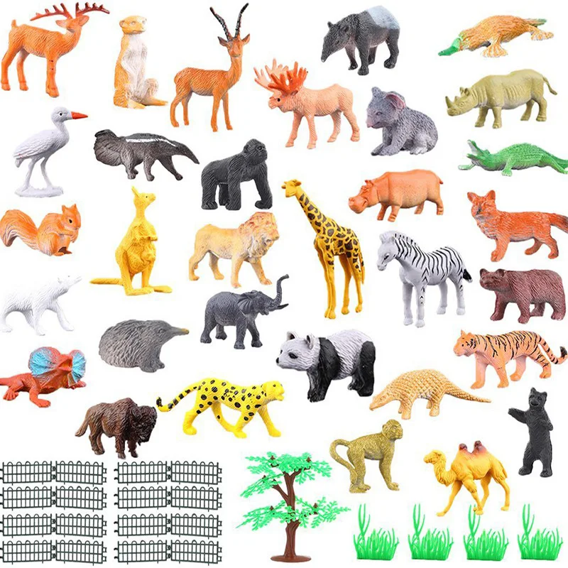 

53pcs/set Mini Animal World Zoo Model Figure Action Toy Set Cartoon Simulation Animal Lovely Plastics Collection Toy For Kids