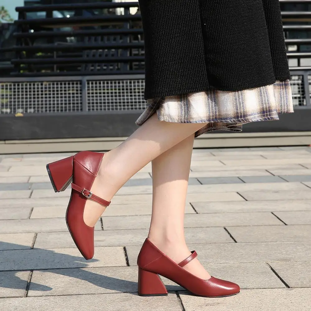 Женские туфли в стиле ретро квадратный каблук модные лодочки высокий рабочая