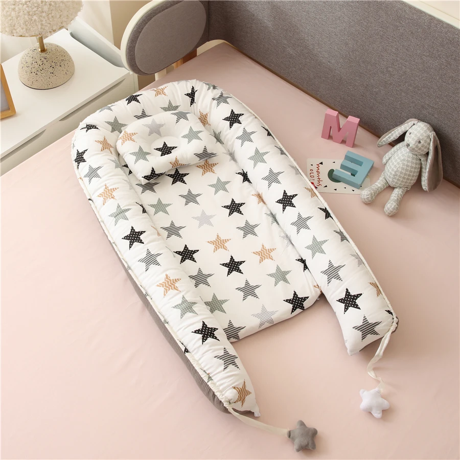 

50x85cm Cotton Baby Crib with Quilt Portable Baby Nest Mesh Toddler Bed Bassinet for Baby Bed Cunas Para El Bebe