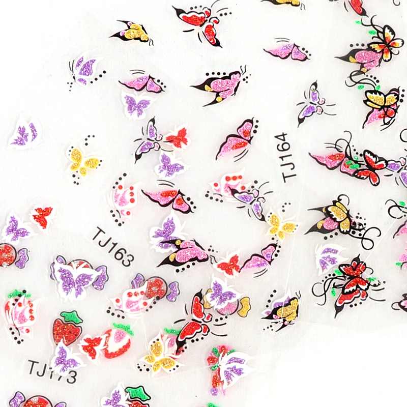 30 шт./компл. голографическая наклейка с градиентом для ногтей блестящая Бабочка