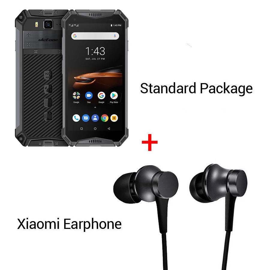 Black N Earphone Ulefone Armor 3W 5," FHD+ Android 9,0 Helio P70 Octa Core 6 ГБ 64 Гб Смартфон 21 МП 10300 мАч 4G OTG NFC мобильный телефон - Цвет: Black N Earphone