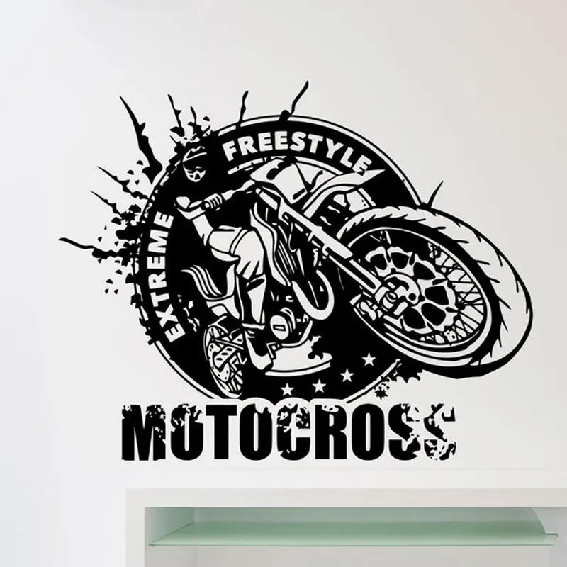 

Extreme Freestyle Motocross Sign Wall Sticker Vinyl Home Decor Motorcyclist Dirt Bike Moto Bike Wall Decals Removable Mural A543