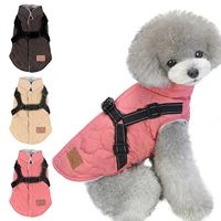 pet dog jacket with durable chest strap harness winter warm clothes waterproof coat vest for medium dog outfit apparel