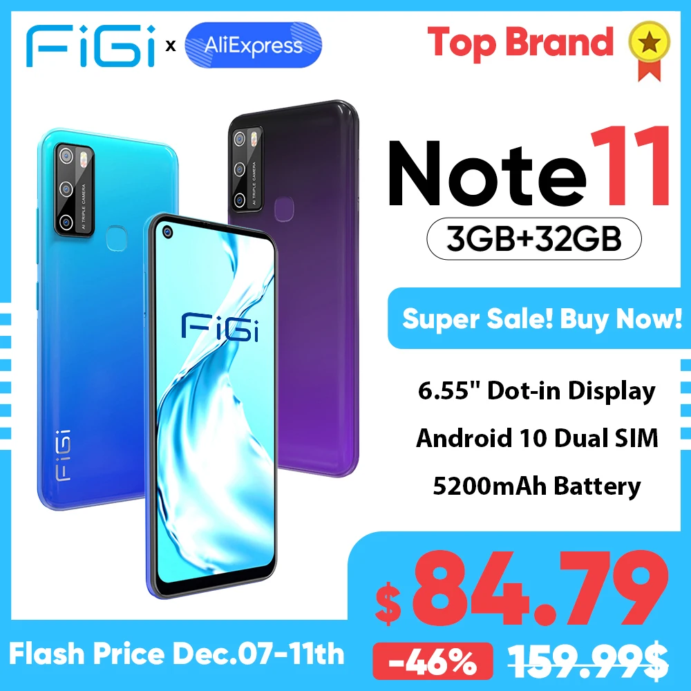 FIGI Примечание 11 4G SIM Бесплатная разблокировать телефон 5200mAh большой аккумулятор