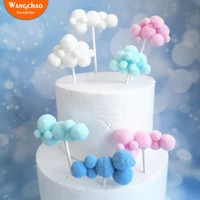 3d colorful soft cloud happy birthday cake topper romantic wedding decoration anniversary cupcake toppers baby shower supplies