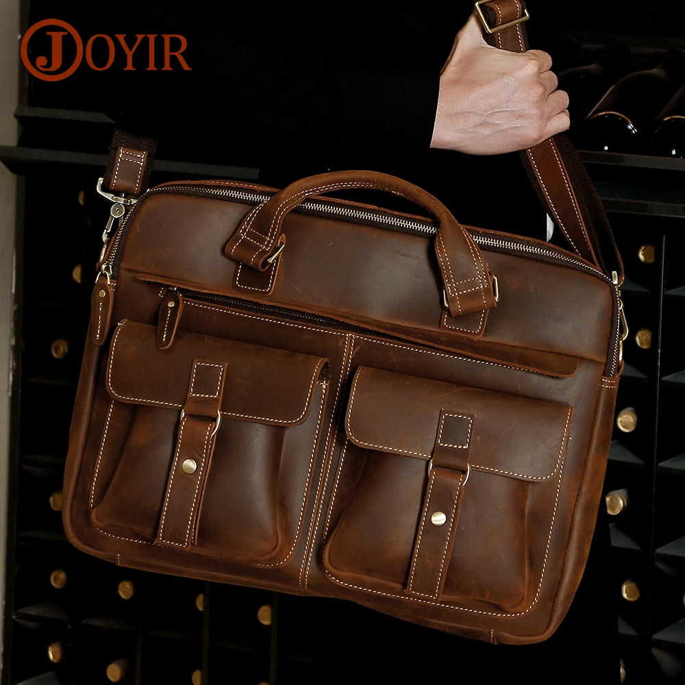 Сумка портфель JOYIR Мужская для ноутбука саквояж кросс боди из натуральной кожи
