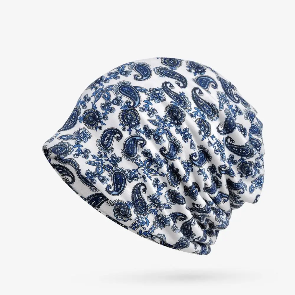 

British hip-hop headgear cotton stretch men and women cashew flower pattern trendy fashion sports cap Muslim women's toe cap