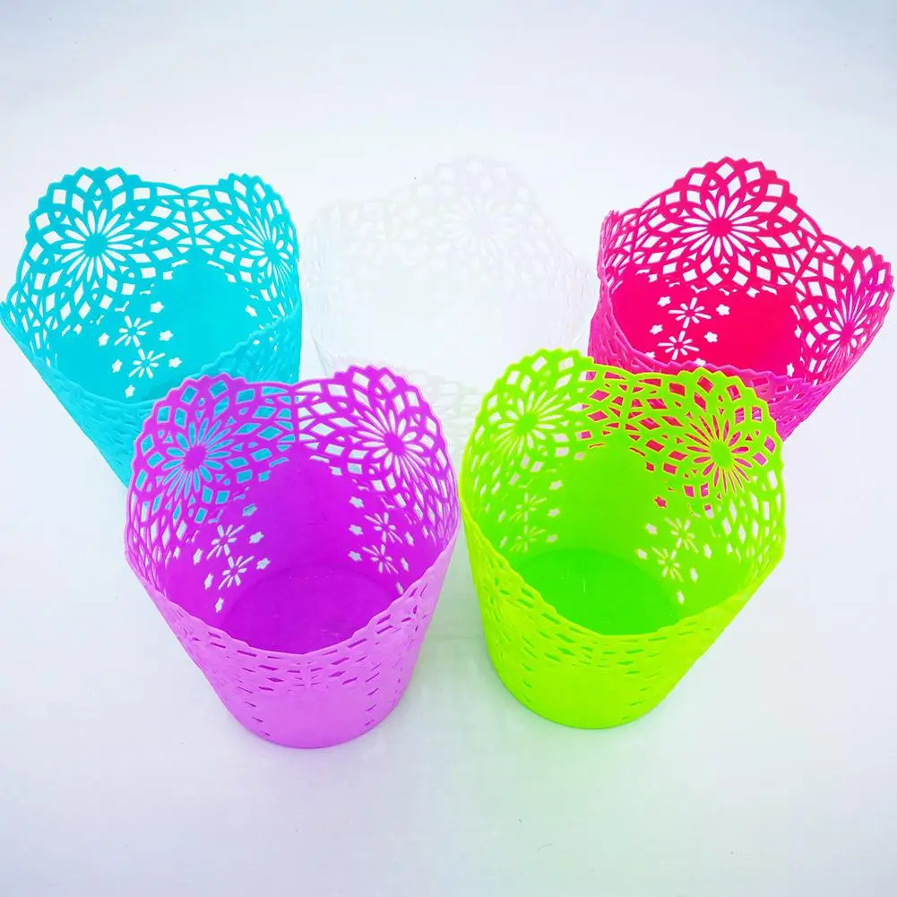 

Plastic Pen Holder Desktop Hollow Flower Pen Holder Bucket Box Makeup Brush Pencil Storage Bucket Storage Case For office school