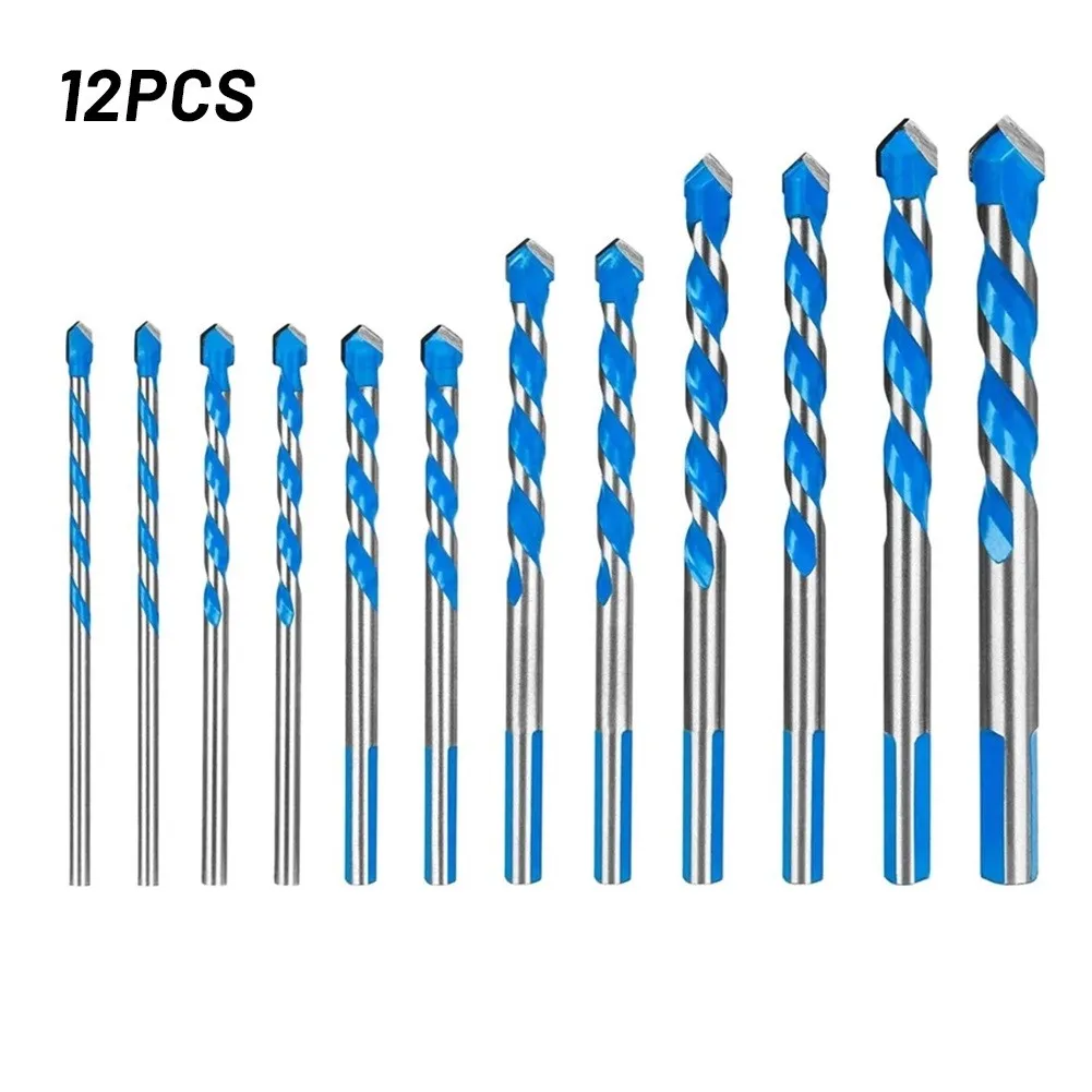 

12Pcs Triangular Drill Bit 3/4/5/6/8/10/12mm Construction Multifunction Bits For Tile Glass Ceramic Marble