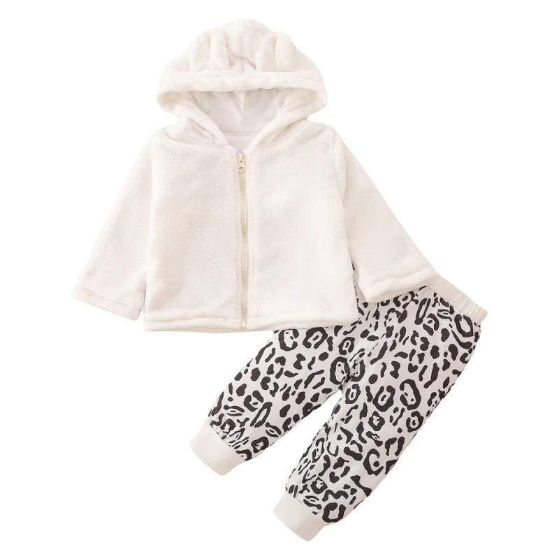 

Детское пальто для девочек 2022 Костюм леопардовый кардиган на молнии с длинным рукавом и длинные брюки