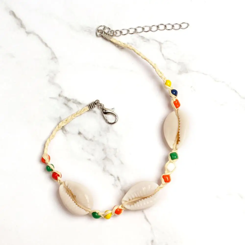 

Janeman ethnic wind color beads beach anklet. Bohemian natural shell jewelry