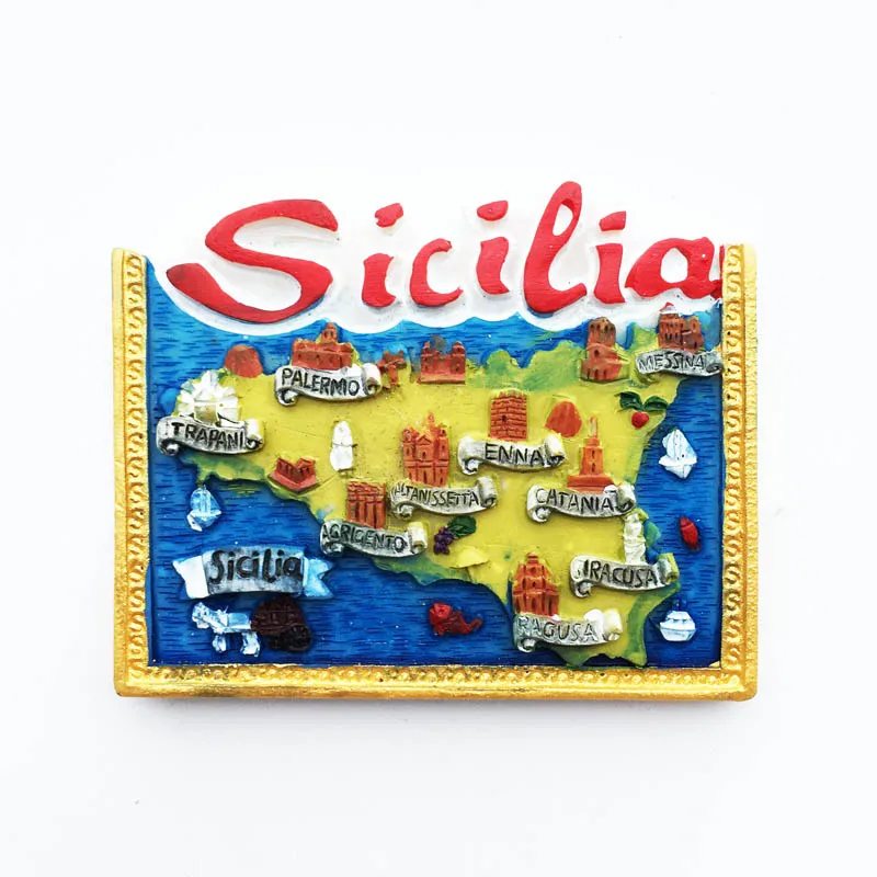 

QIQIPP Sicily, Italy, travel souvenir decoration crafts handmade painted magnetic refrigerator magnets