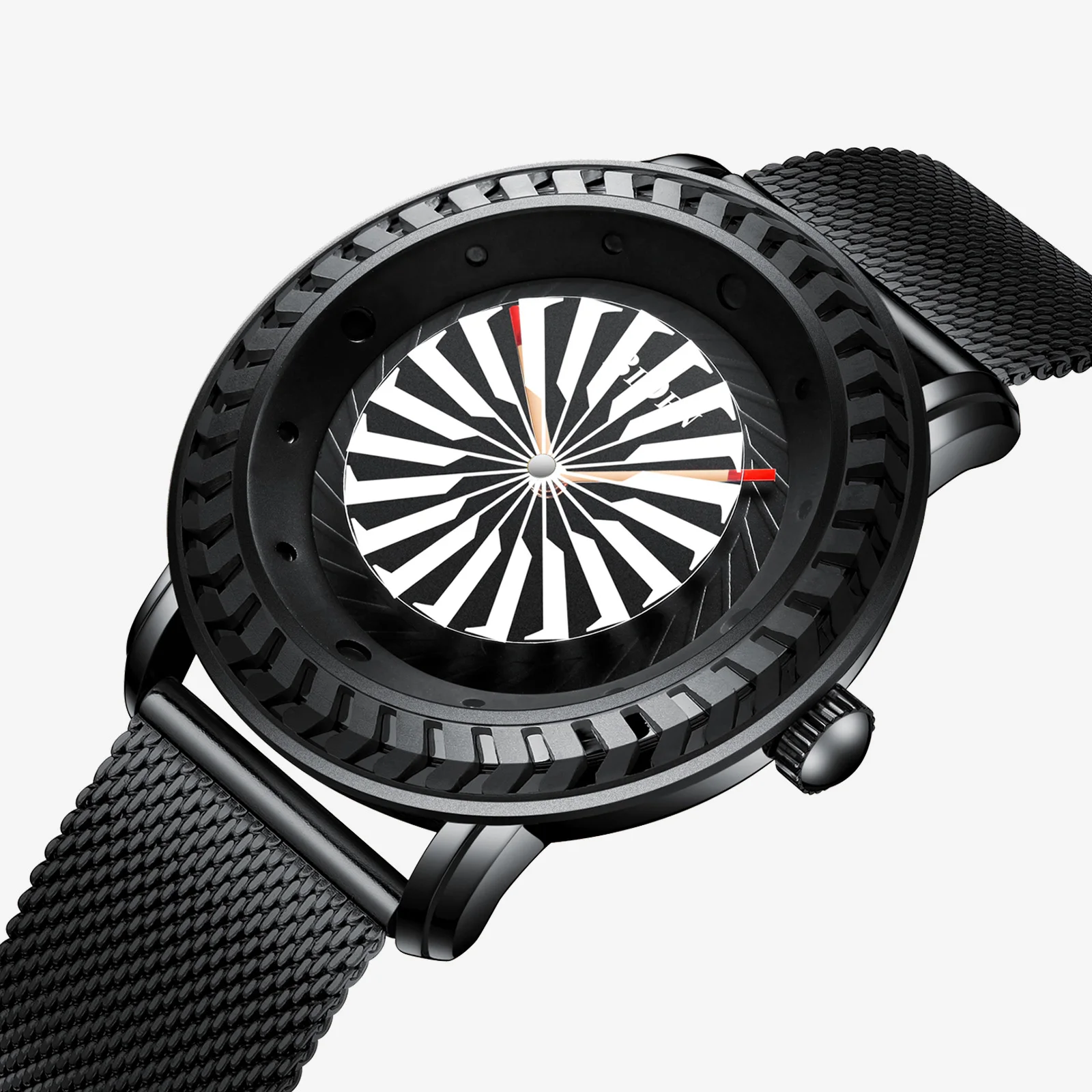 Модные мужские повседневные часы с сетчатым ремешком из нержавеющей стали BIDEN