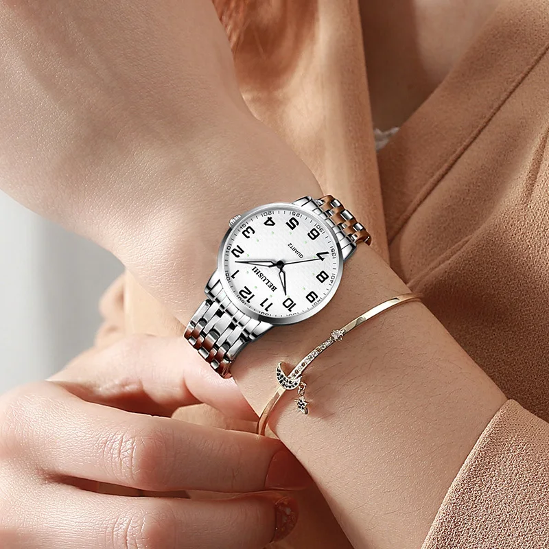 2021 Men's waterproof quartz watch big number dial luminous couple watches retro women clocks Gifts for parents Paired watches