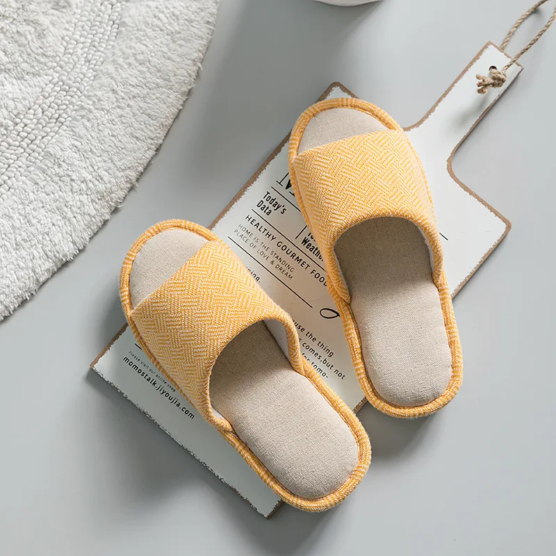 Тапочки женские/мужские из хлопка и льна Нескользящие мягкие тапочки на толстой