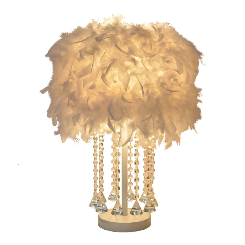 Современная настольная прикроватная лампа с перьями для спальни недорогая