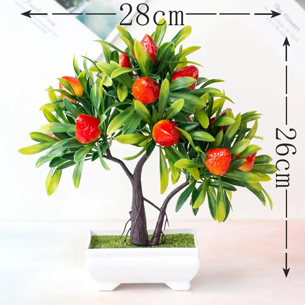 

1Pc Artificial Fruit Strawberry Tree Bonsai Home Office Garden Desk Party Decor Artificial Bonsai For Weddings