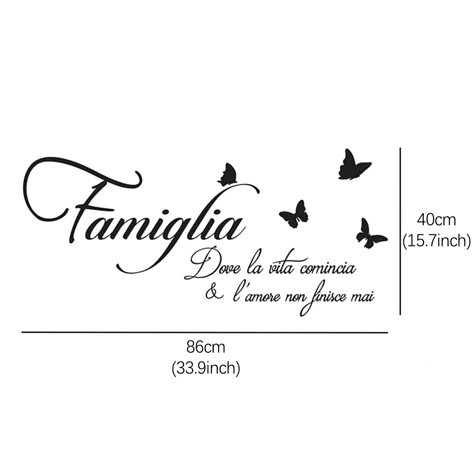 

English Proverbs Butterfly Wall Stickers Family Letters Print Wallpaper Decor Decals Living Room Bedroom Modern Decoration #632