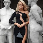 KLALIEN Модное Элегантное французское романтическое Клубное Длинное Платье Для Женщин Осеннее Новое праздвечерние чное однотонное черное платье макси для отпуска